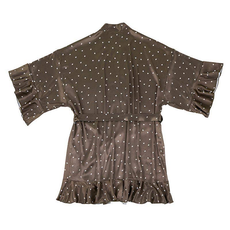 Ruffled Hearts Satin Robe