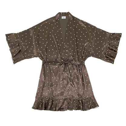 Ruffled Hearts Satin Robe